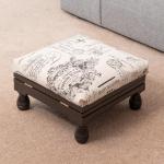 Adjustable Footstool with Solid Wood Frame