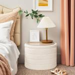 Large Round Ottoman with Storage – White 56cm