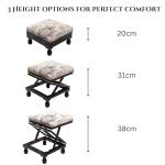 Adjustable Footstool with Solid Wood Frame