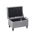 Velvet Ottoman Chair with Rustic Feet (Silver)