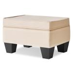 Compact Beige Linen Footstool with Padded Seat
