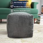 Charcoal Jumbo Cord Footstool for Modern Living