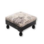 Adjustable Footstool with Solid Wood Frame