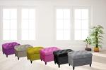 Velvet Ottoman Chair with Rustic Feet (Silver)
