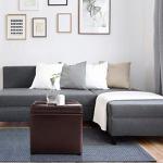 COSTWAY Faux Leather Storage Ottoman Pouffe - Brown