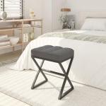 YMYNY Grey Vanity Stool with Metal Legs