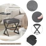 YMYNY Grey Vanity Stool with Metal Legs