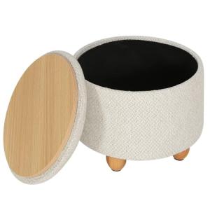 WOLTU Cream White Round Storage Stool 39cm
