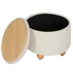 WOLTU Cream White Round Storage Stool 39cm