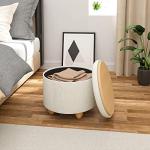 WOLTU Cream White Round Storage Stool 39cm