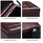 COSTWAY Faux Leather Storage Ottoman Pouffe - Brown