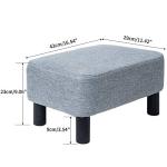 IBUYKE Light Grey Rectangle Linen Footstool