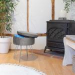 Velvet Round Foot Stool with Storage - Grey