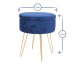 Velvet Round Foot Stool with Storage - Grey