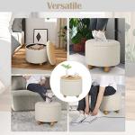 WOLTU Cream White Round Storage Stool 39cm
