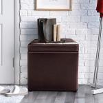 COSTWAY Faux Leather Storage Ottoman Pouffe - Brown