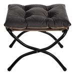 Dark Gray Foldable Velvet Foot Stool with Metal Legs