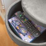 Velvet Round Foot Stool with Storage - Grey