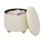 WOLTU Cream White Round Storage Stool 39cm