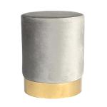 Grey Velvet Round Pouffe for Living Room or Bedroom