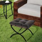 Dark Gray Foldable Velvet Foot Stool with Metal Legs