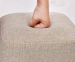 Small Beige Wooden Ottoman with Padded Cover