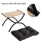 Dark Gray Foldable Velvet Foot Stool with Metal Legs