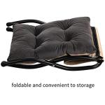 Dark Gray Foldable Velvet Foot Stool with Metal Legs