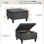 Yaheetech Dark Grey Storage Ottoman Footstool