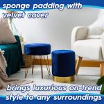 Grey Velvet Round Pouffe for Living Room or Bedroom