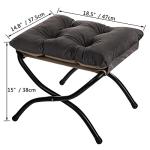 Dark Gray Foldable Velvet Foot Stool with Metal Legs