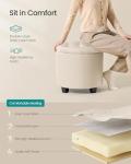 SONGMICS Round Ottoman with Storage - Light Beige