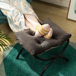 Dark Gray Foldable Velvet Foot Stool with Metal Legs