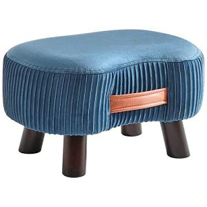 Navy Blue Curved Footstool with Handle