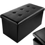 Stylish Black Faux Leather Foldable Storage Ottoman