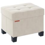 Velvet Cube Storage Ottoman in Cream White