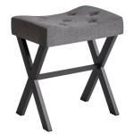 Dark Gray U-Shaped Vanity Stool with X-Leg