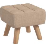 Modern Tufted Footstool with Rubber Wood Legs