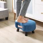 Navy Blue Curved Footstool with Handle