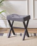 Dark Gray U-Shaped Vanity Stool with X-Leg