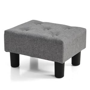 Brian & Dany Gray Linen Foot Stool and Ottoman