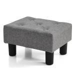 Brian & Dany Gray Linen Foot Stool and Ottoman
