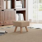 Modern Tufted Footstool with Rubber Wood Legs