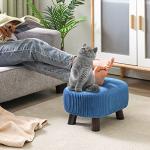 Navy Blue Curved Footstool with Handle