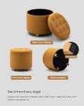 Yellow Round Linen Storage Ottoman Stool
