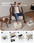 Velvet Cube Storage Ottoman in Cream White