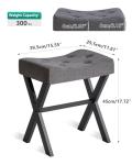 Dark Gray U-Shaped Vanity Stool with X-Leg