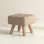 Modern Tufted Footstool with Rubber Wood Legs