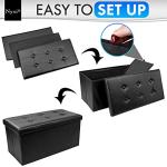 Stylish Black Faux Leather Foldable Storage Ottoman