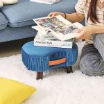 Navy Blue Curved Footstool with Handle